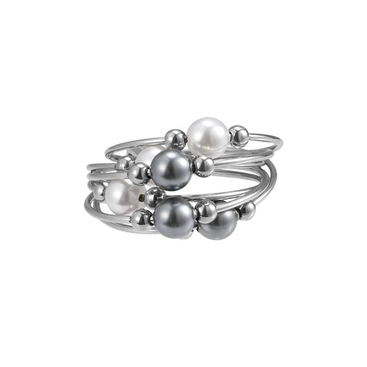 Multi-Ring Wrapped Gradient Pearl Ring