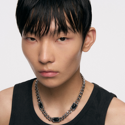 Black Onyx Snake Pattern Necklace