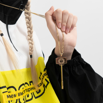 Flame Cross Key Pendant Titanium Steel Necklace