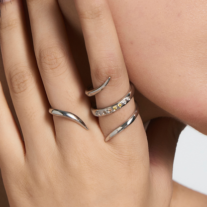 Spiked Pavé Double-Finger Ring