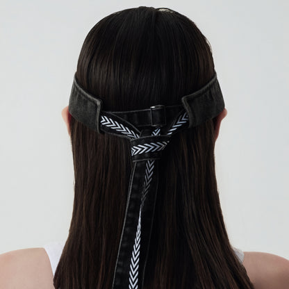 Denim Lace-Up Open-Top Cap