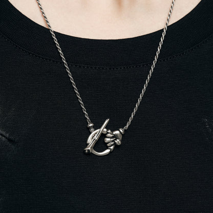 Night Cat Claw T-Bar Chain Necklace