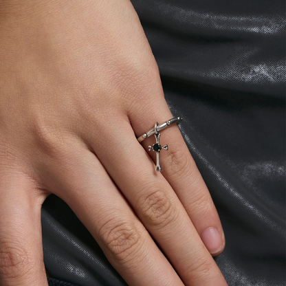 S925 Cross Pendant Pinky Ring