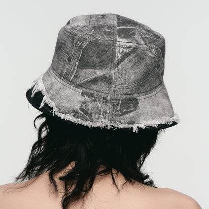 Layered Patchwork Denim Bucket Hat