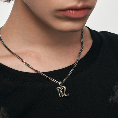 Silver Snake Zodiac Necklace Pendant