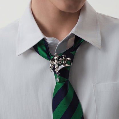 Crossflower Ribbon Ponytail Clip