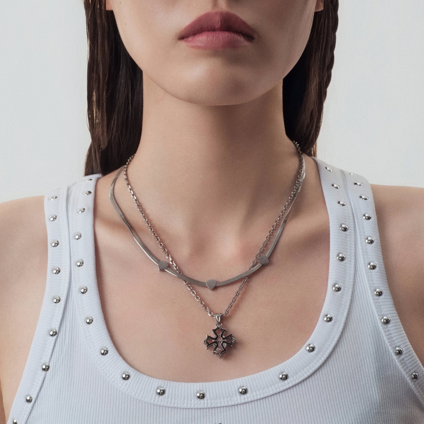 Crossflower Double-Layer Necklace