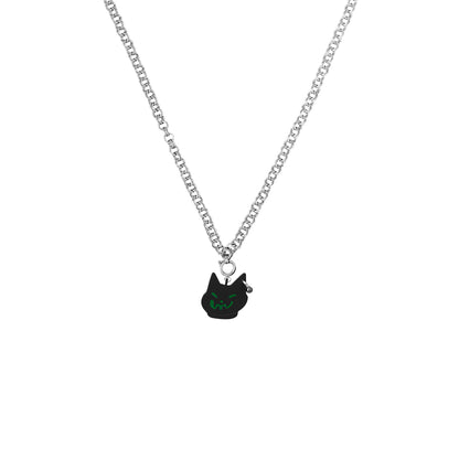 BLACK GLOVES MAGIC TEMPERATURE COLOR CHANGING CAT DETACHABLE PENDANT NECKLACE