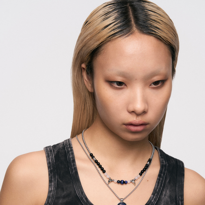 Snake Fang Bead Pull-Through Double Layer Necklace