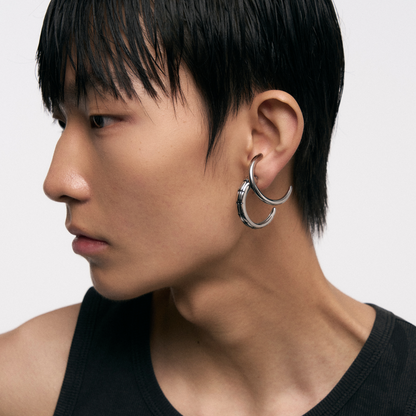 Starburst Snake Pattern Double Ring Earrings