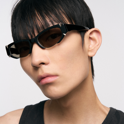 Square Half-Frame Sunglasses (Black)