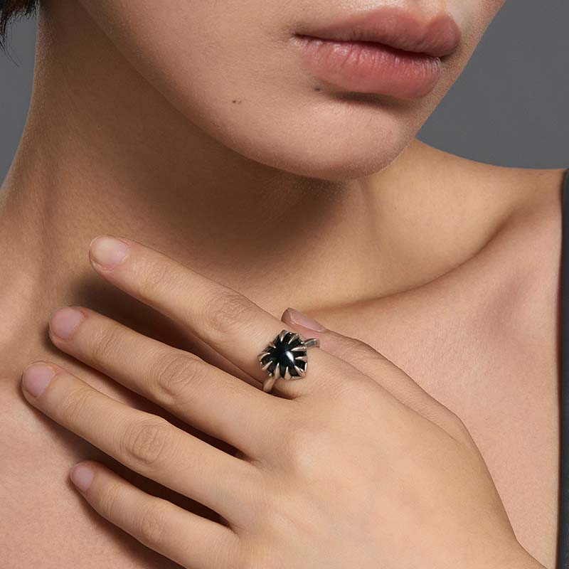 S925 Sterling Silver Spike Heart Ring