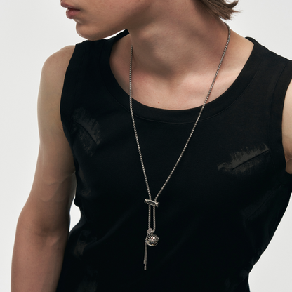 Planet Calling Jingle Bell Amethyst Sweater Chain Necklace