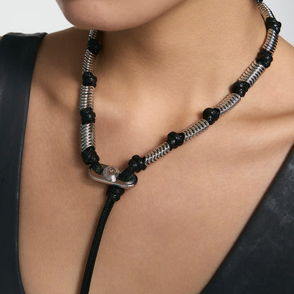 Bone Record Woven Clasp Necklace