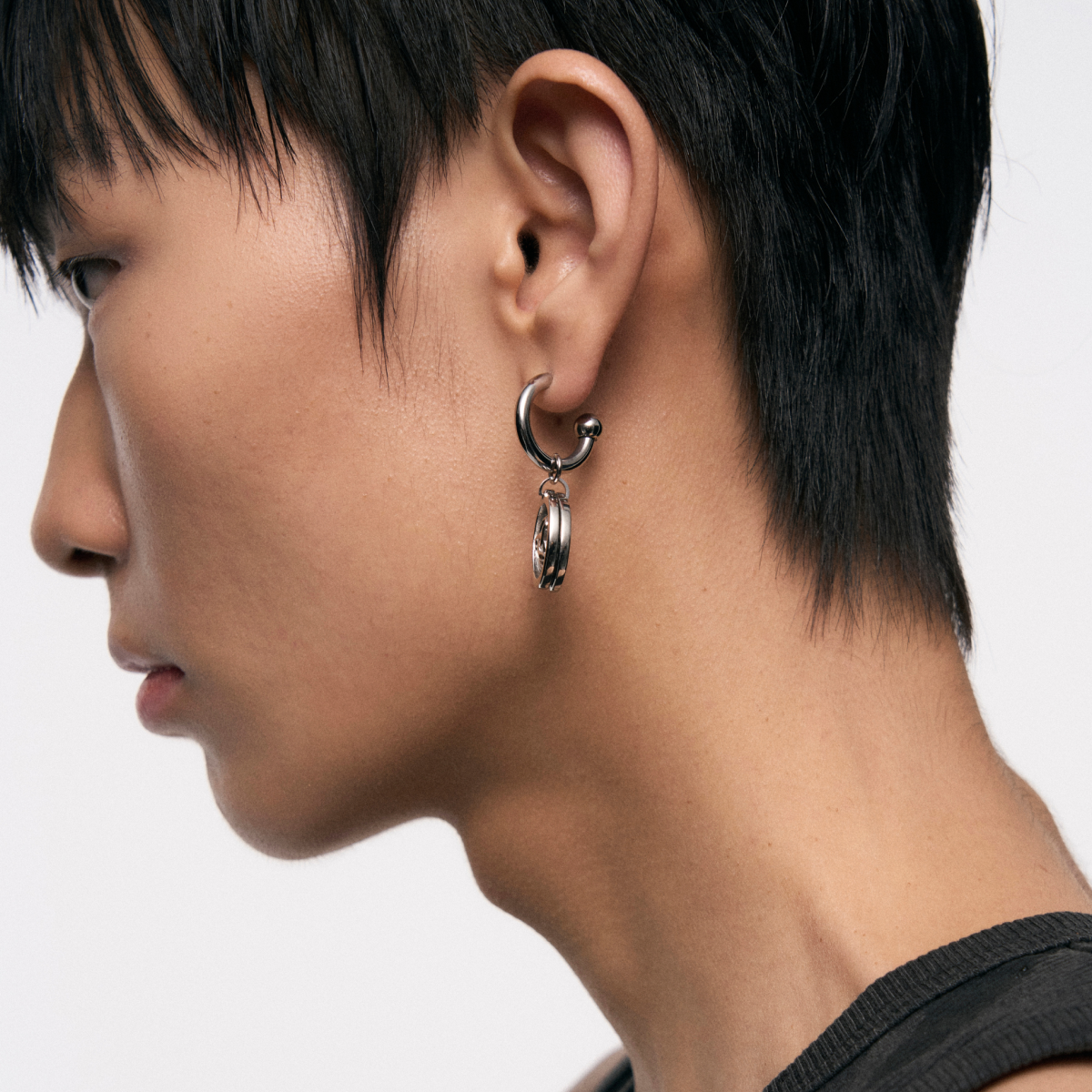 Triple Serpent Ring Asymmetric Earrings