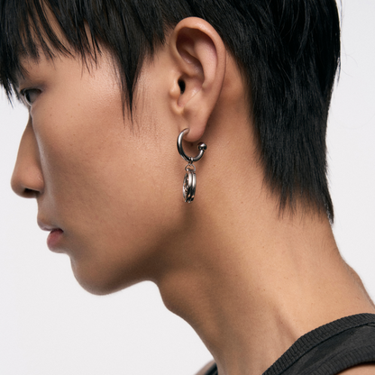 Triple Serpent Ring Asymmetric Earrings