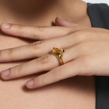 Spiked Yellow Square-Cut Ring