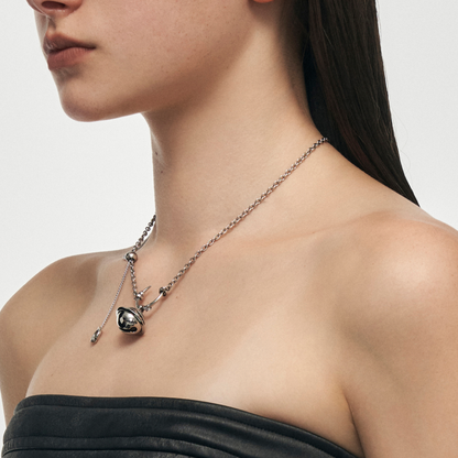 Planet Calling Jingle Bell Amethyst Pull-Adjustable Necklace