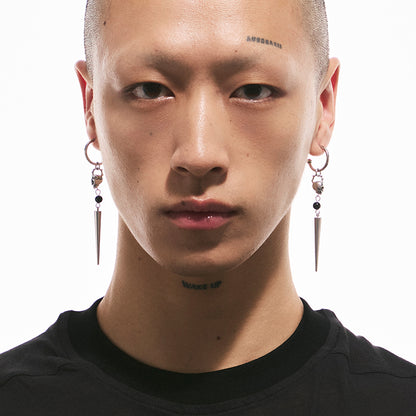 Siren Skull Drop Earrings with Black Onyx