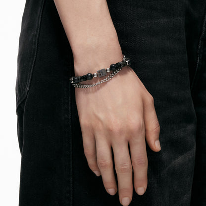 LOGO Tag Beaded Double-layer Bracelet