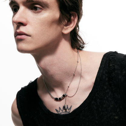 Adjustable Punk Moth Inlay Necklace