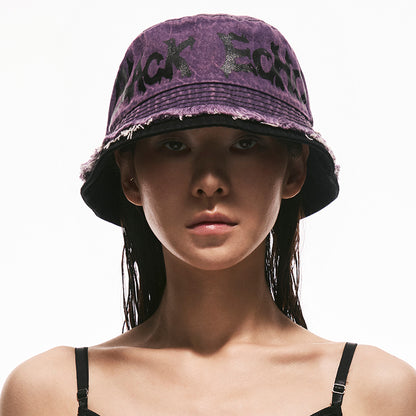 Layered Raw-Edge Bucket Hat