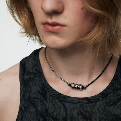 Star Cone Black Onyx Splicing Necklace