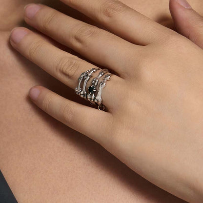 S925 Sterling Silver Skeleton Hand Ring