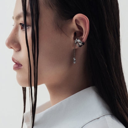 Ribbon Pendant Double-Layer Ear Cuff