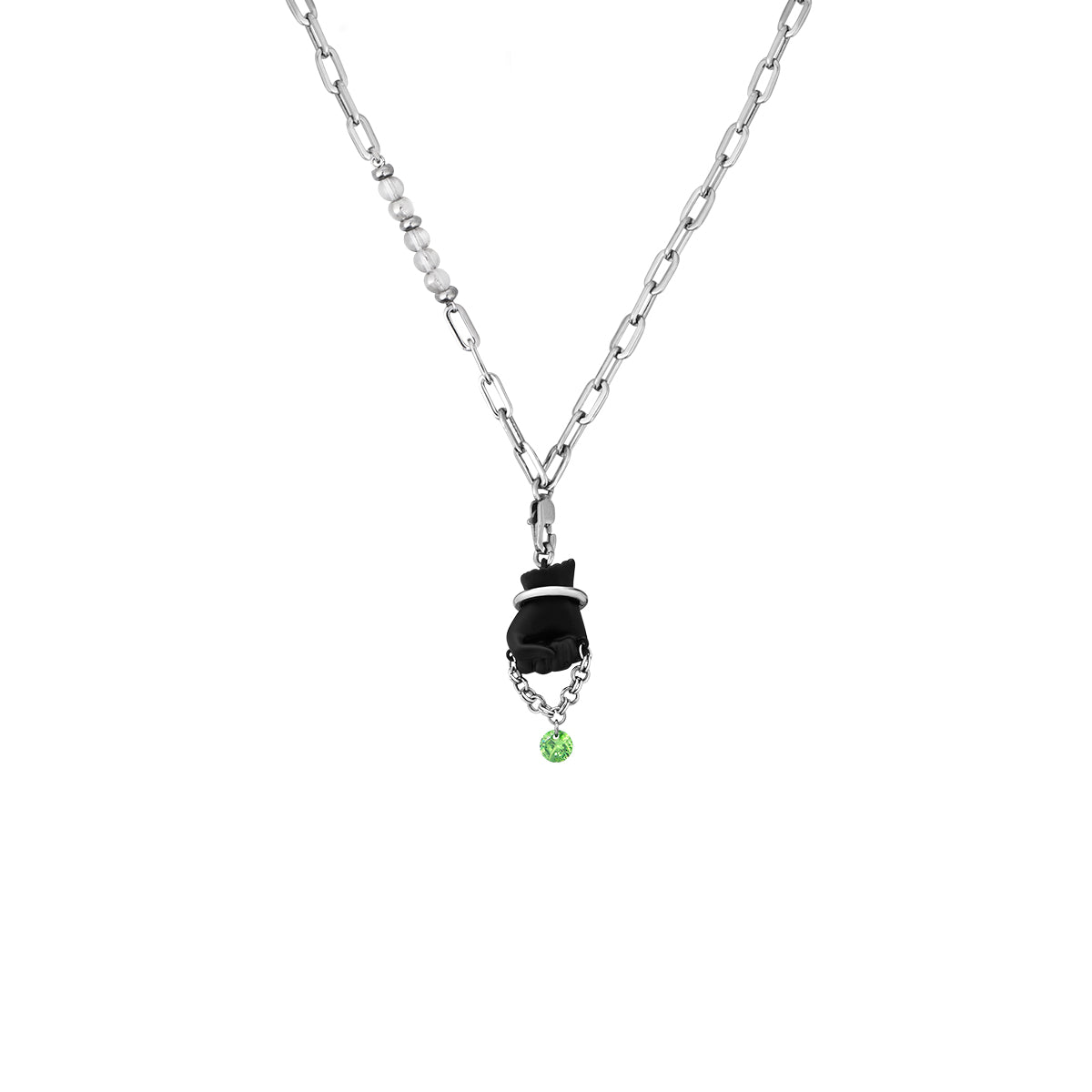 BLACK GLOVES LITTLE FIST COLOR CHANGING PENDANT NECKLACE