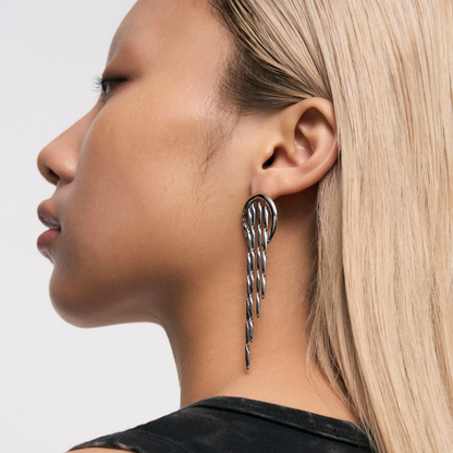 Snake Hoop Tassel Earrings