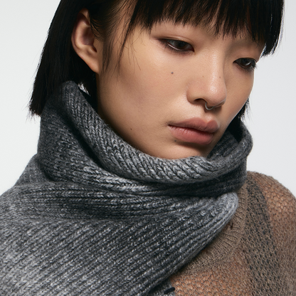 Black-White Gradient Distressed Scarf