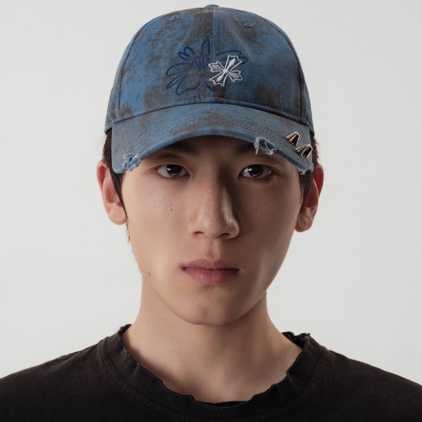 Crossflower Emblem Denim Baseball Cap