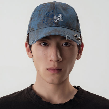 Crossflower Emblem Denim Baseball Cap