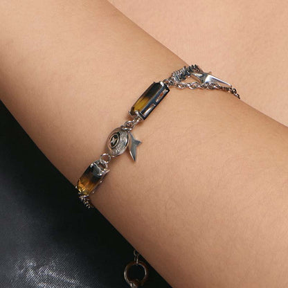 Gradient Tourmaline Bone Record Bracelet