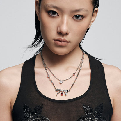 Bad Pomegranate Seed Bow Necklace