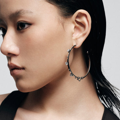 Pierced Crystal-Set Large Hoop Earrings