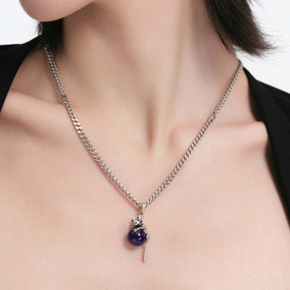 S925 Night Cat Silver Pendant
