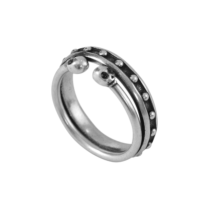 S925 Double-Layer Skull Pinky Ring