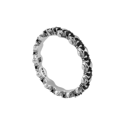 S925 Skull Black Zircon Pinky Ring