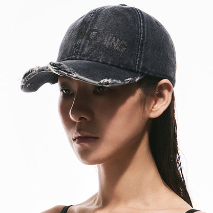 Asymmetrical Washed Denim Cap