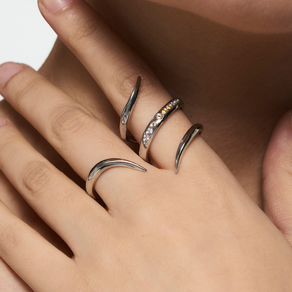 Spiked Pavé Double-Finger Ring