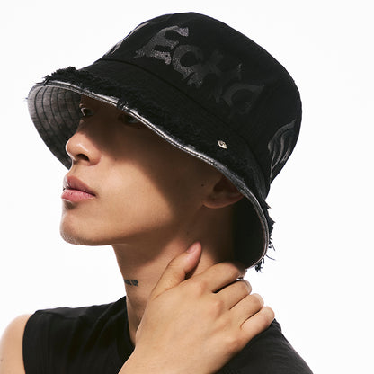Layered Raw-Edge Bucket Hat