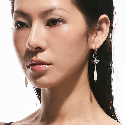 Mini Manta Drop Earrings with Pearl Beads