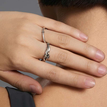 S925 Sterling Silver Double-Layer Skull Ring