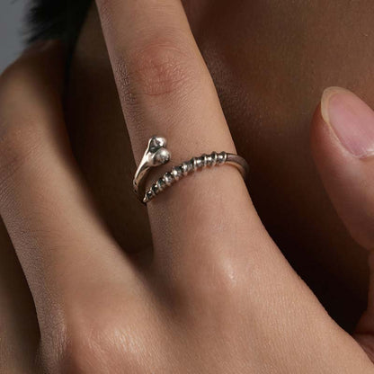 S925 Sterling Silver Bone Nail Ring