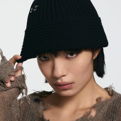 Studded Piercing Knit Beanie