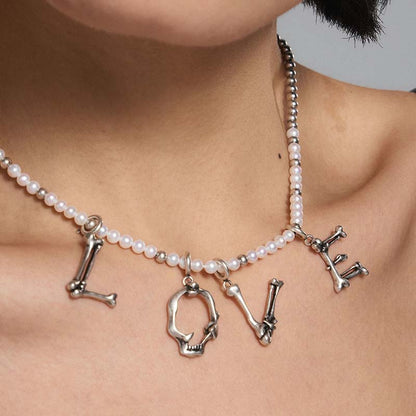 S925 Sterling Silver Bone Letter Pendant