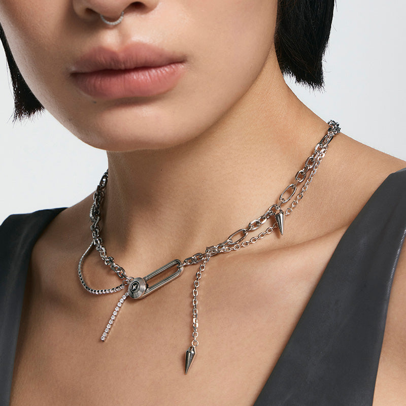 Bone Record Twisted Double-Layer Necklace