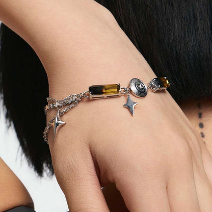 Gradient Tourmaline Bone Record Bracelet